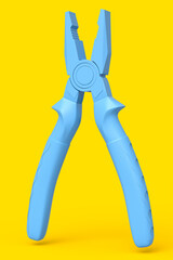 Hand tool pliers for repair and installation on yellow monochrome background