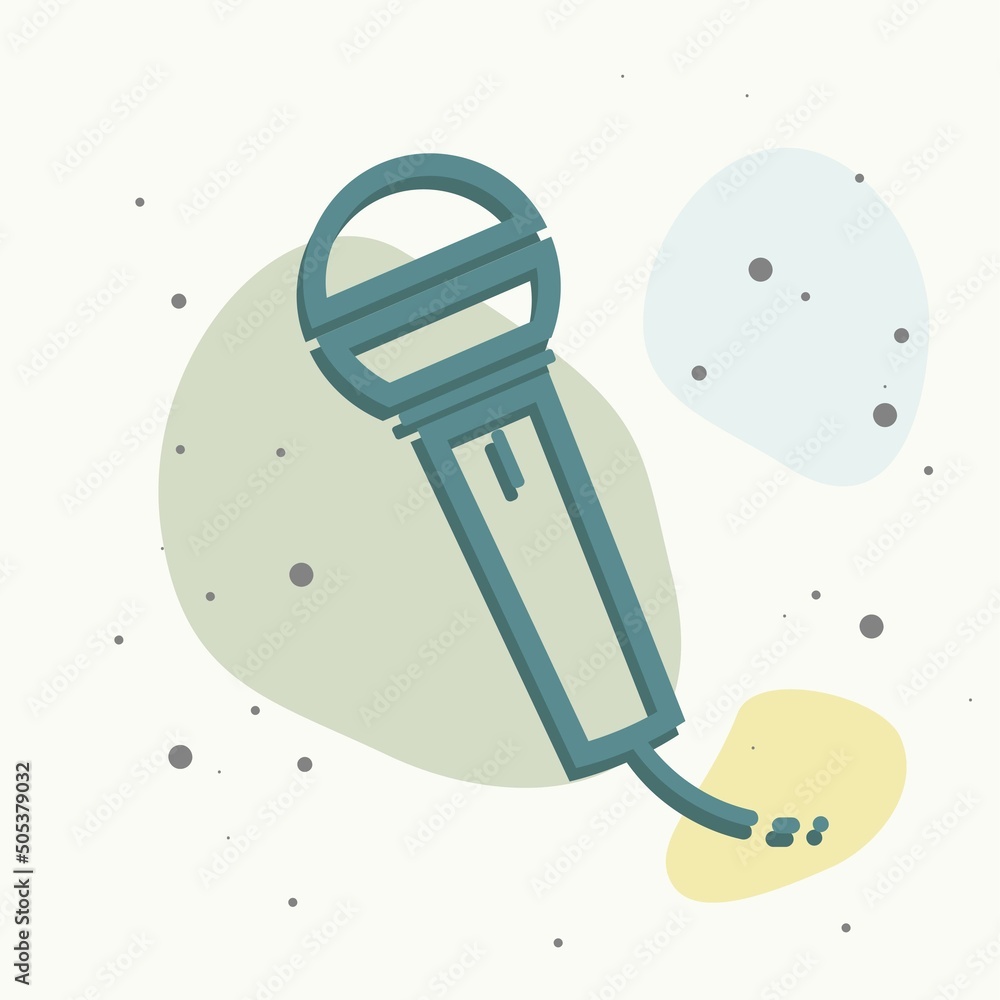 Poster vector image of microphone on multicolored background.