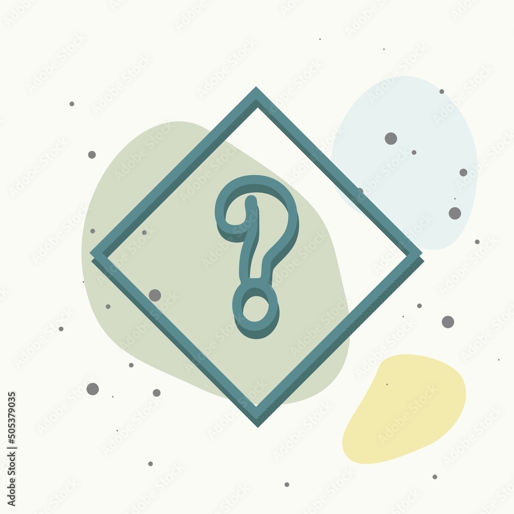 Poster vector icon question mark in a rhombus. punctuation mark symbol on multicolored background.