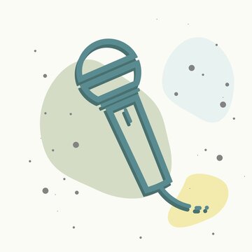 Vector image of microphone on multicolored background.