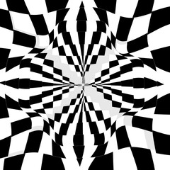 Distorted lines are an illusion of movement. Black and white pattern wavy lines. Vector illusion.