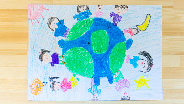 子供が描いた地球と平和の絵