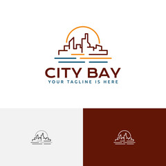 Sun City Bay Beach Coast Sea Tour Business Line Style Logo