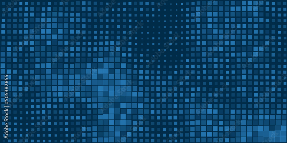 Poster abstract dark blue 3d slighty wavy surface pattern with random sizes of sqaures - geometric mosaic t