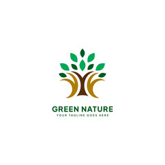 Green Nature Shade Tree Logo Template.
