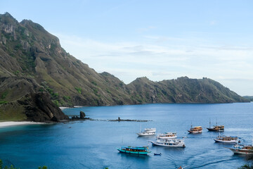 Fototapeta na wymiar Padar Island is one of the islands in the Komodo National Park. Padar Island has a very amazing landscape, especially if we look at the view from the top of the island.
