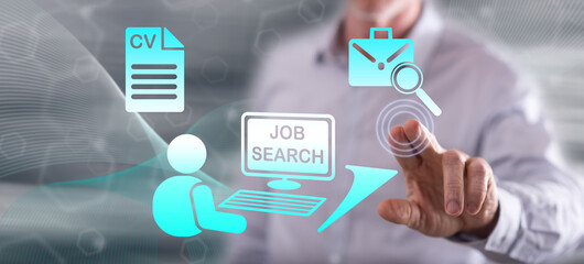 Man touching a job search concept