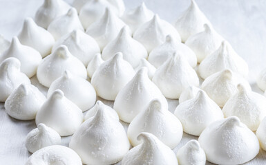 Fototapeta na wymiar French dessert Meringue prepared from whipped with sugar and eggs