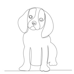 dog drawing in one continuous line