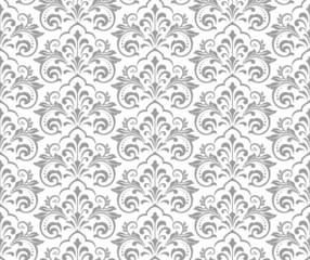 Flower geometric pattern. Seamless vector background. White and gray ornament. Ornament for fabric, wallpaper, packaging. Decorative print.