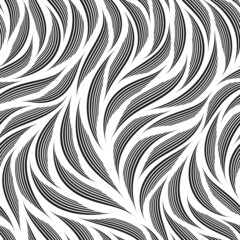 Stock monochrome seamless vector pattern of smooth wavy stripes isolated on a white background.Seamless vector black and white linear pattern of current or flow.