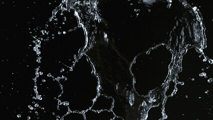 Freeze motion of water splash on black background