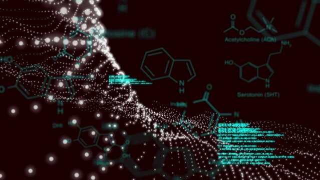 Animation of scientific data processing on black background
