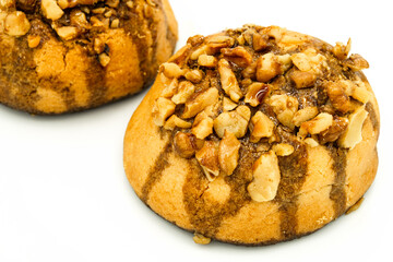 Honey, hazelnut and pecan and molasses cookies on a white background