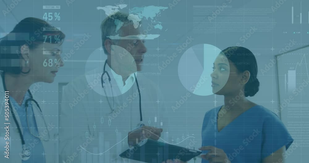 Poster animation of data processing over diverse doctors