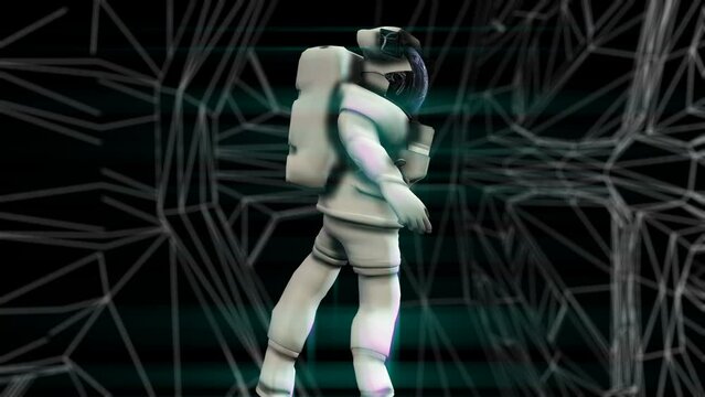 Seamless animation of astronaut with deformation. Cool Metaverse concept background