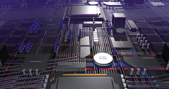 Computer CPU Processor 3D Animation. Data Transferring. AI Technology. Computer And Technology Related 4K 3D CG Animation.
