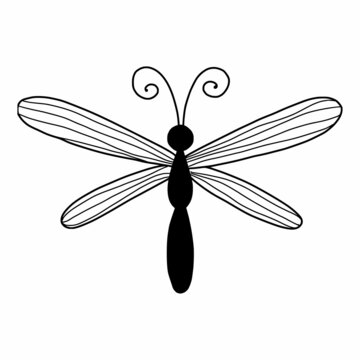 Cute dragonfly in doodle style. Vector illustration with insect.