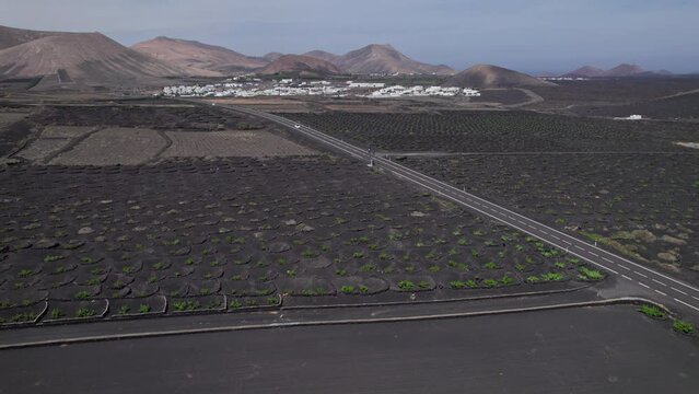 Aerial of La Geria, Uga and Yaiza, Lanzarote