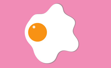 Fried egg isolated on pink background. Fried egg flat icon. Fried egg close up.