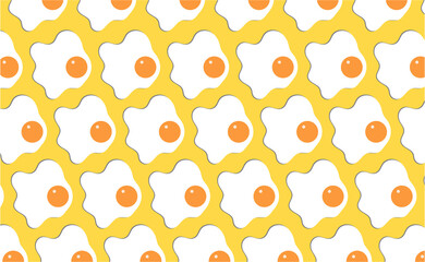 Fried egg pattern. Fried egg isolated on yellow background. Fried egg flat icon.