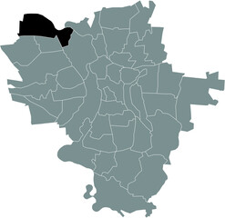 Black flat blank highlighted location map of the ORTSLAGE LETTIN DISTRICT inside gray administrative map of Halle (Saale), Germany