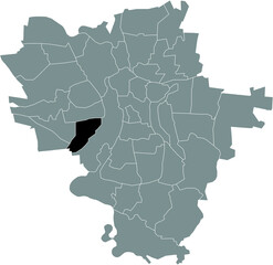 Black flat blank highlighted location map of the SÜDLICHE NEUSTADT DISTRICT inside gray administrative map of Halle (Saale), Germany