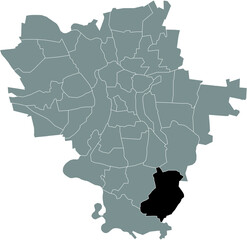 Black flat blank highlighted location map of the RADEWELL OSENDORF DISTRICT inside gray administrative map of Halle (Saale), Germany