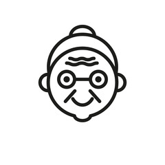 An icon of an elderly person's face. Grandfather. Man. Simple flat linear illustration on a white background