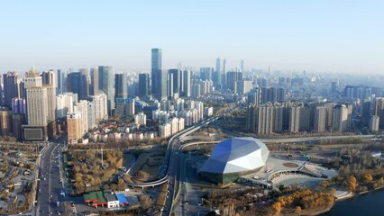 aerial view of modern cityscape of shenyang