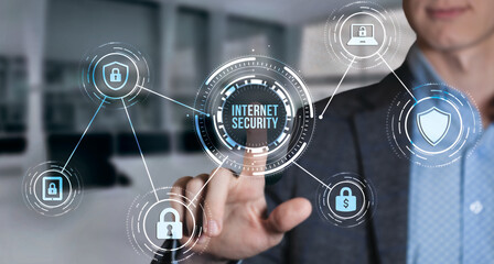 Internet, business, Technology and network concept. Cyber security data protection business...