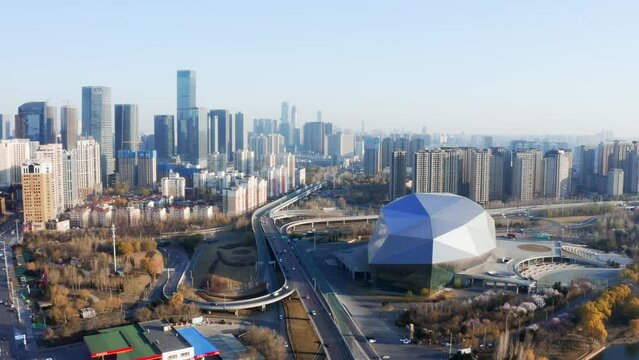 aerial view of modern cityscape of shenyang