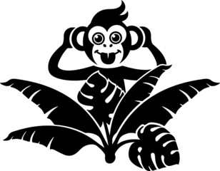 Cartoon Cheeky Monkey Ape Primate Childrens Kids Illustration Design Monke Chimpanzee Funny Cute Baboon Gorilla Chimp Orangutan 