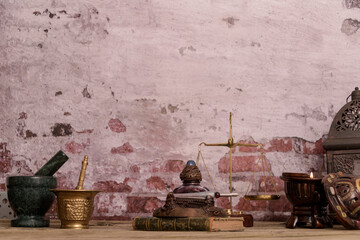 Vintage medical study desk. Traumatology and foot surgery study.