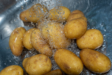 Kartoffel waschen mit Wasser - pestizide