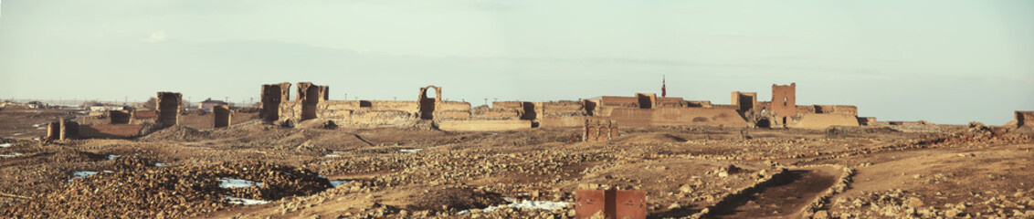 Panoramic landscape view Ruins of Ani Ancient city.