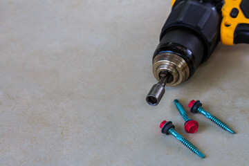 Screwdriver with Hexagon Socket Bit and Roofing screws.