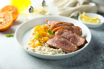 Roasted duck breast with orange