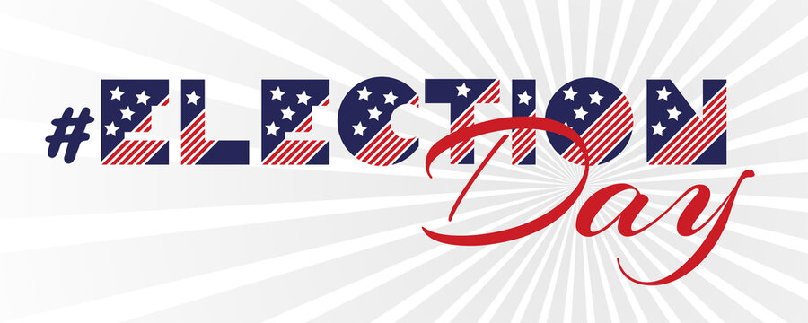 Hashtag midterm election banner on white background. 2022 political campaign for flyer, post, print, stiker template design Patriotic motivational message quotes Election Day Vector .