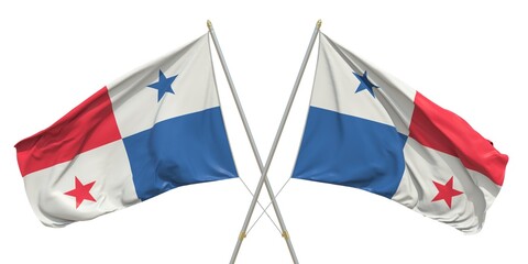 Isolated flags of Panama on light background. 3D rendering