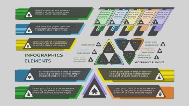 stylish animated infographic elements on alpha channel