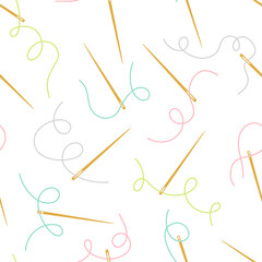 seamless vector pattern with needles and threads