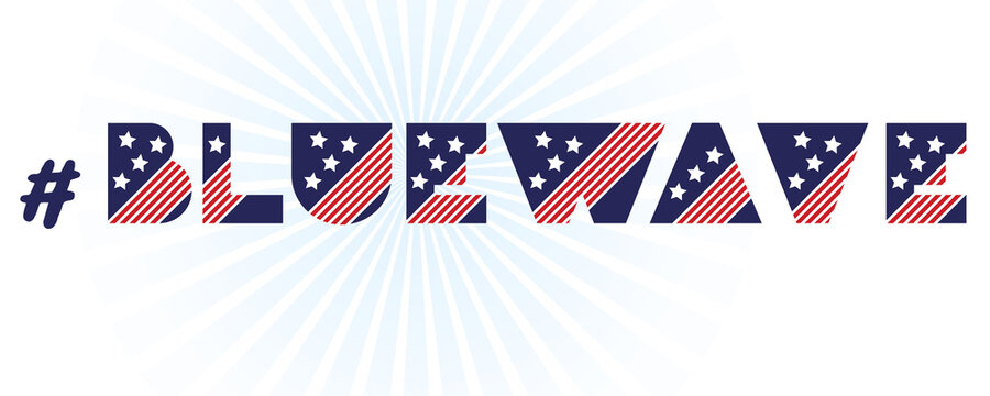 Hashtag midterm election banner on white background. 2022 political campaign for flyer, post, print, stiker template design Patriotic motivational message quotes Blue Wave. Vector.
