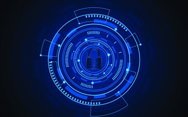 Abstract technology circuit board background with padlock icon. Cyber ​​data security concept. modern technology innovation concept background
