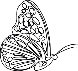 One line butterfly drawing, single line art butterfly, abstract butterfly vector graphic