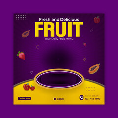Fresh and delicious fruit social media post design template