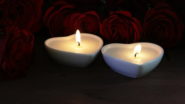 Heart Shaped Candles and Roses