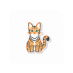 cute bengal cat breeds illustration with sitting pose