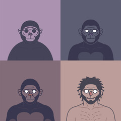 caveman characters avatar profile image. prehistoric man character illustrations