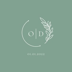 Initial letter OD wedding logo design ideas - obrazy, fototapety, plakaty